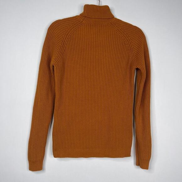 2/$30 ZARA Purl Knit Cotton Turtle Neck Sweater Medium Orange Long Sleeve #6174 - Picture 9 of 14